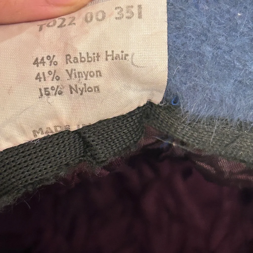 Rabbit‎ Fur Hat Baby Blue Coquette Cottagecore Blue Vintage